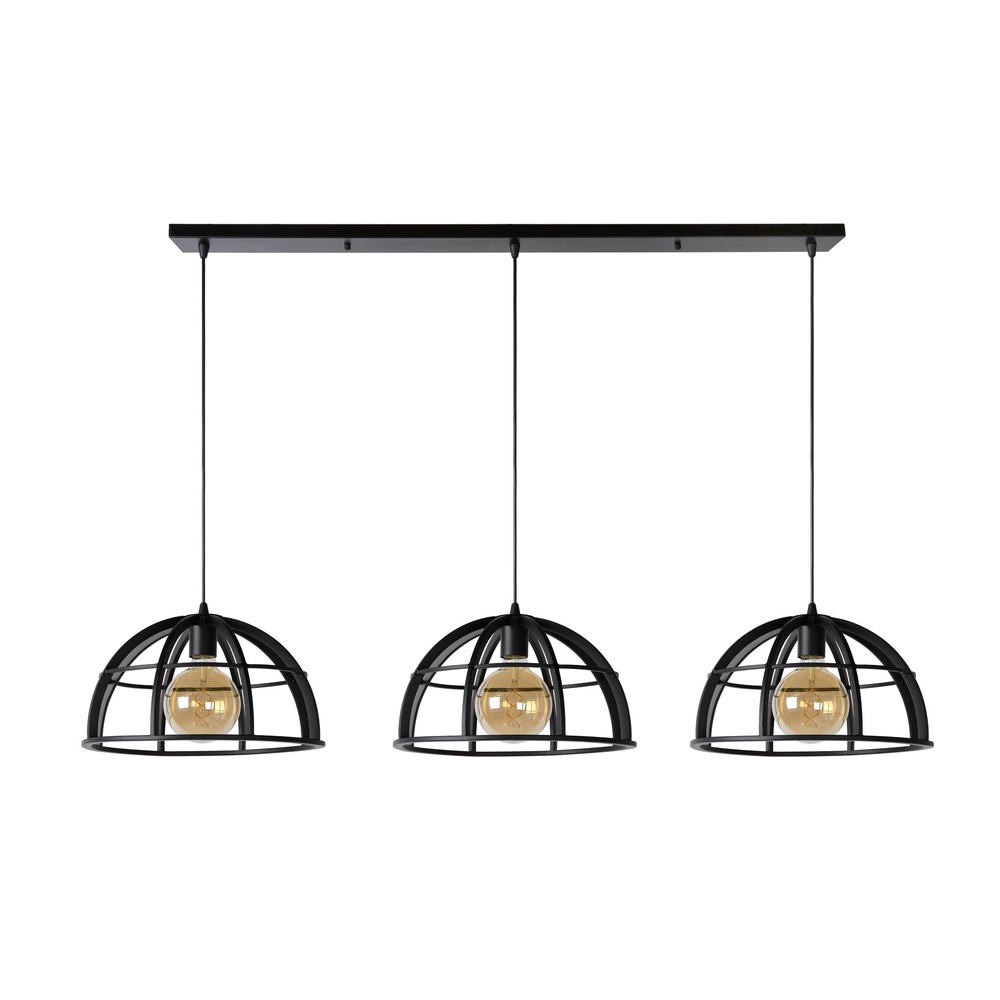 Lucide 3-lichts hanglampDikra industrieel zwart - 76464/03/30